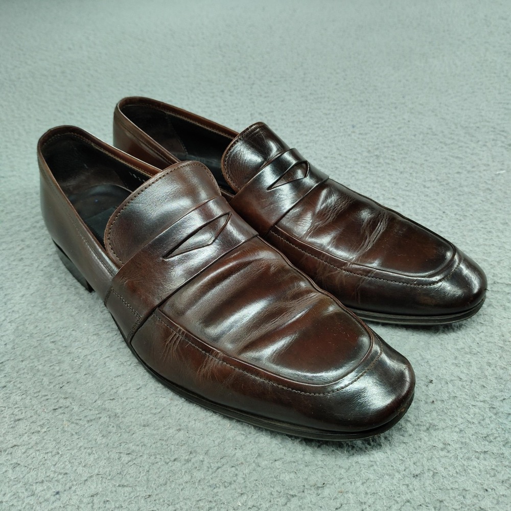 To Boot New York Shoes Mens 10 Brown Leather Penny Loafers Slip On Dress Italy